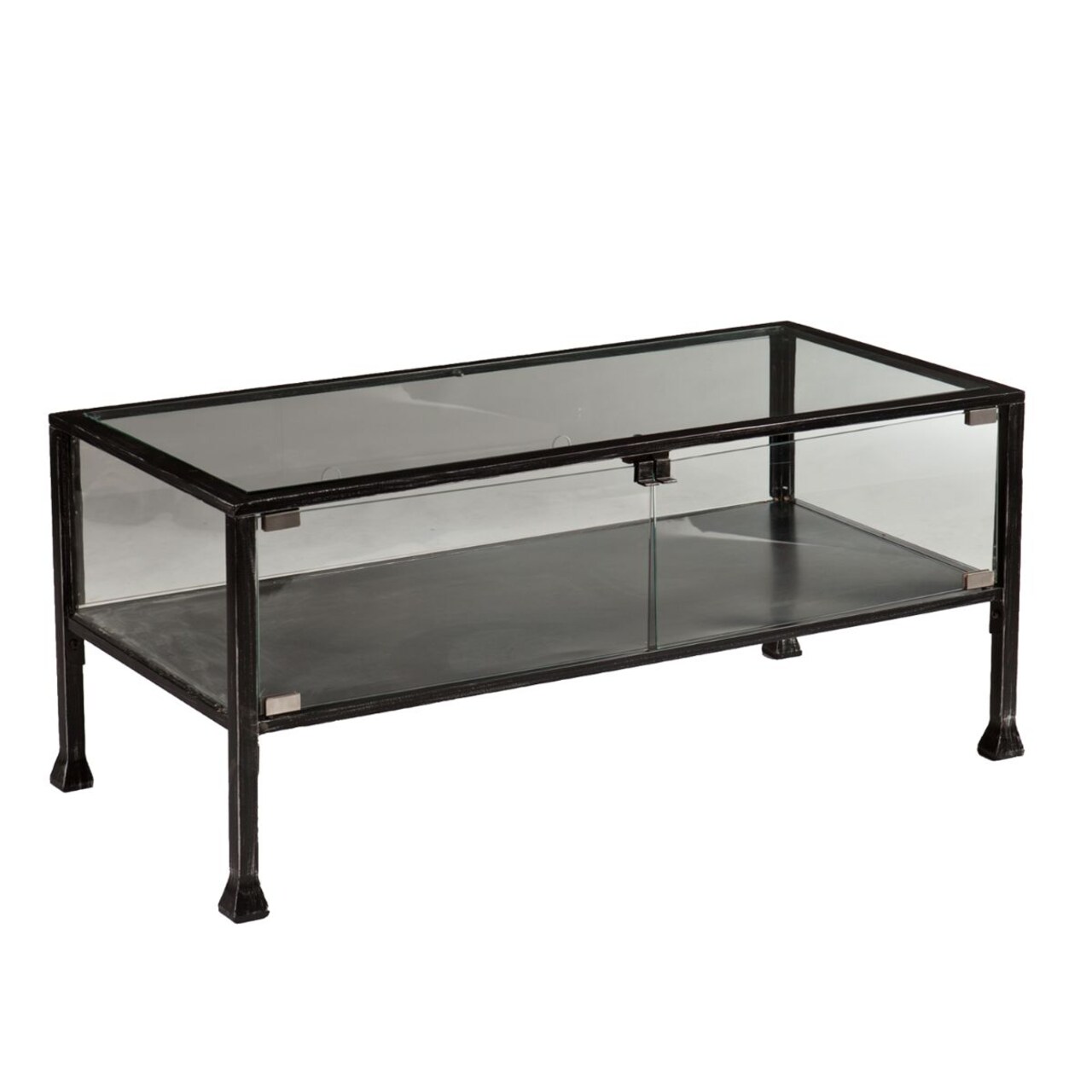 Southern Enterprises 42.5" Black Contemporary Rectangular Display Cocktail Table